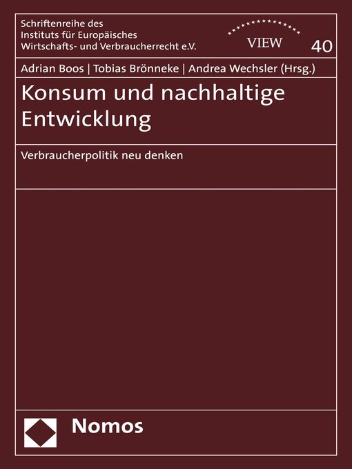 Title details for Konsum und nachhaltige Entwicklung by Adrian Boos - Available